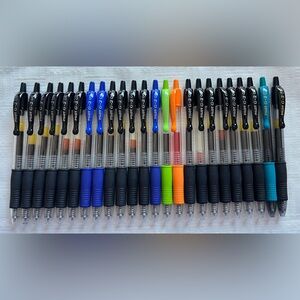 24 Pilot G2 Gel Pens Retractable Assorted Colors EUC 
22 - G2-05 and 2 - G2-10